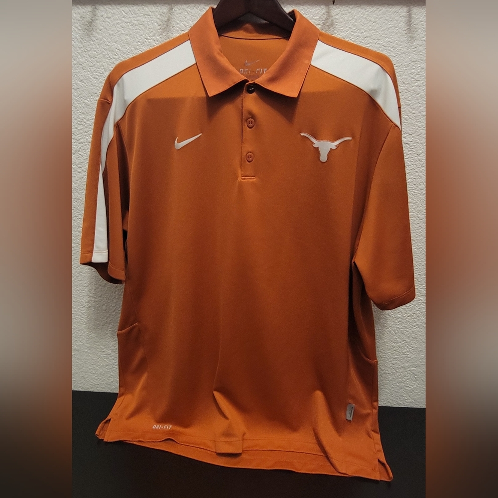 Texas Longhorns Nike Dri Fit SZ XL Polo Shirt Burnt Orange